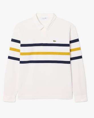 Relaxed Fit Gestreept Piqu&eacute; Rugby Polohemd