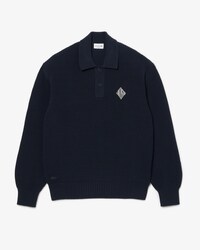 Sweater met Polokraag met Parelsteek en Badgeaccent