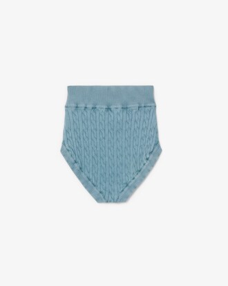 Korte Gebreide Kabelshort met Gewassen Effect