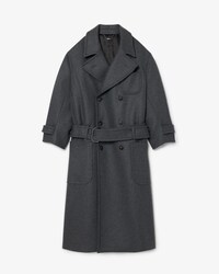 Runway Oversized Wollen Jas met Dubbele Rij Knopen
