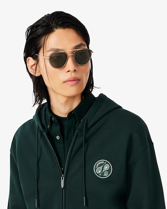 Hoodie met Rits en Badge Accenten