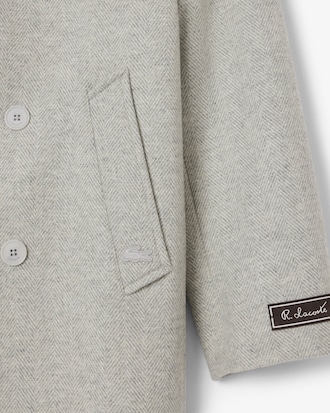 Chevronwollen Jas met Dubbele Rij knopen