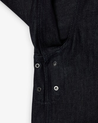 Runway Indigo Denim Jack met Hoge Hals
