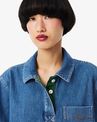 Oversized Lichtgewicht Denim Polohemd