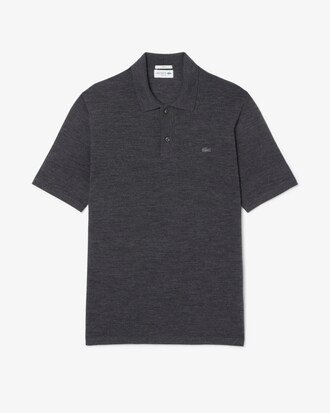 Kortmouwige Merinowollen Polosweater