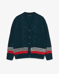Runway Getextureerde Gestreepte Wollen Cardigan