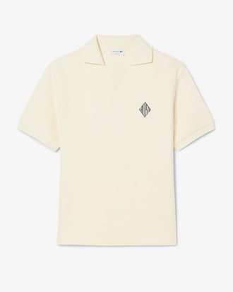 Loose Fit Badge Accent Fleece Polohemd