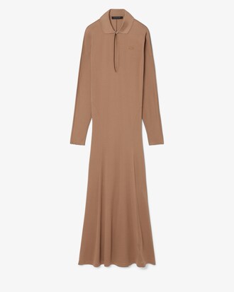 Runway Zijden Maxi Jurk met Polokraag