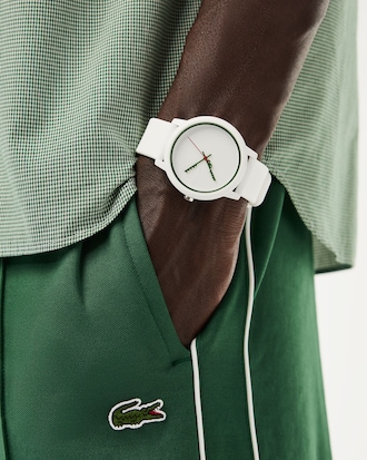 Siliconen horloge met krokodil en 3 wijzers Lacoste.12.12