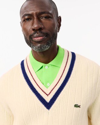 Gekaard Wollen Sweater in Tennisstijl