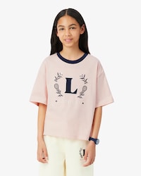 Katoenen T-shirt met Contrasterende Badge