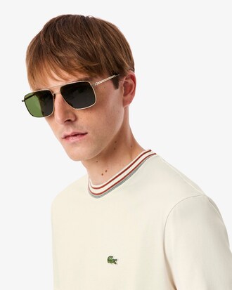 Frans Vervaardigd T-shirt met Gestreepte Hals