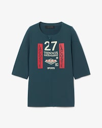 Runway Stretch T-shirt met Rits en Print