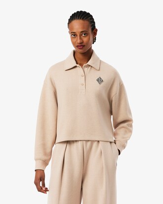 Oversized Geribbeld Polo Sweatshirt
