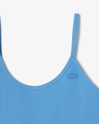 Geribbelde Katoenen Strappy Maxi Jurk