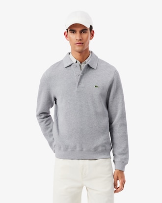 Geribbelde Katoenen Sweatshirt met Polokraag