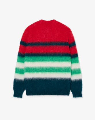 Runway Gestreepte Piqu&eacute; Sweater van Geborstelde Gemengde Alpacawol