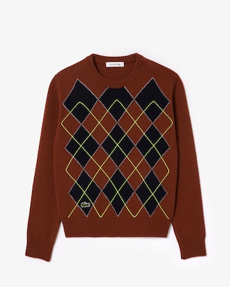 Intarsia Sweater met Geborduurd Ruitmotief