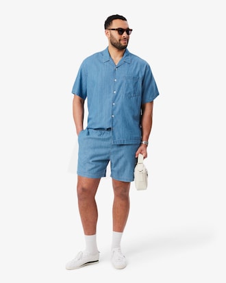 Relaxed Fit Denim Hemd met Open Hals