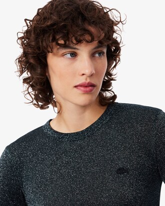 Slim Fit Metallic Jurk met Lange Mouwen