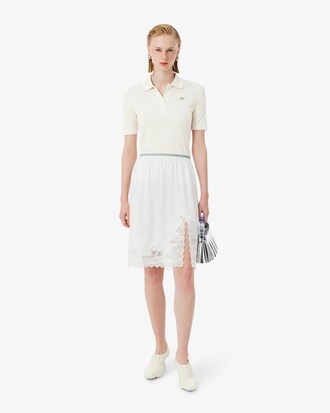 Runway Slim Fit Zijden Polohemd met Kralenkrokodil