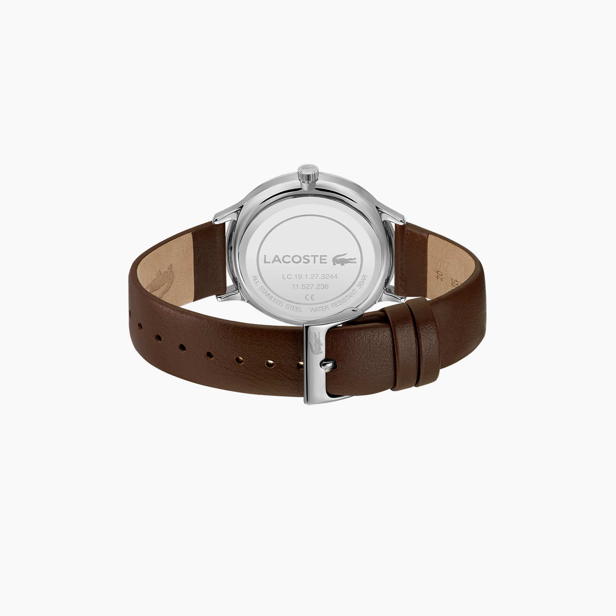 Bruin leren horloge met titanium kast verguld Boccia Royce