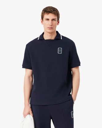 Loose Fit Piqu&eacute; Polohemd met Geborduurde Badge