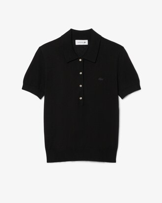 Regular Fit Polohemd van Kasjmiermix met Glitters