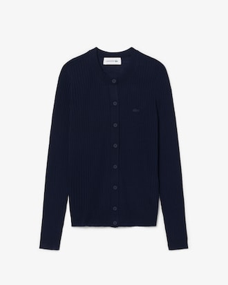 Geribbelde Gebreide Merinowollen Cardigan