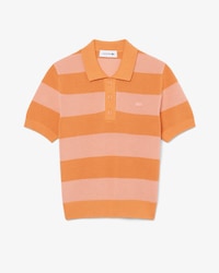Gestreepte Gebreide Mesh Sweater met Polokraag
