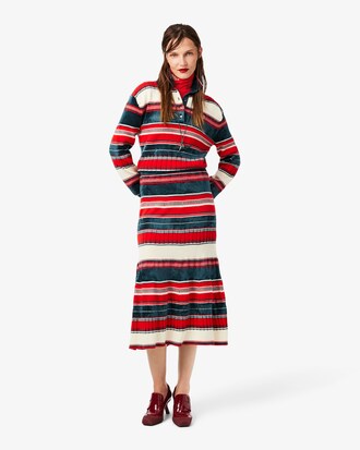 Runway Gestreepte Maxi Jurk met Polokraag