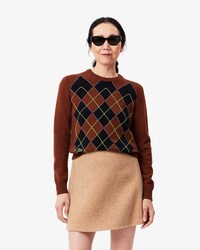 Intarsia Sweater met Geborduurd Ruitmotief