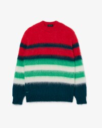 Runway Gestreepte Piqu&eacute; Sweater van Geborstelde Gemengde Alpacawol