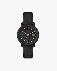 Lacoste.12.12-horloge dames met zwarte siliconen band