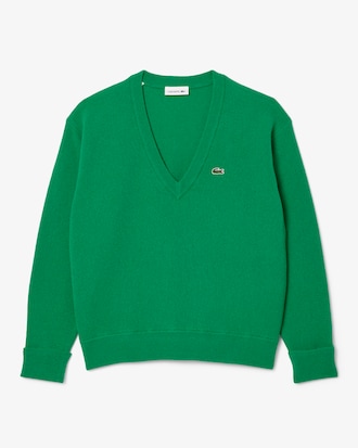 Relaxed Fit Gekaard Wollen Sweater met Mossteek