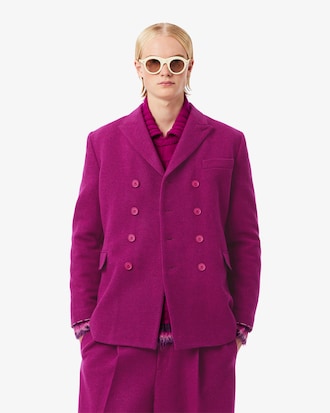 Runway Blazer van Gemarmerde Wol met Dubbele Rij Knopen