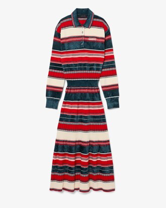 Runway Gestreepte Maxi Jurk met Polokraag