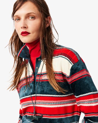 Runway Gestreepte Maxi Jurk met Polokraag