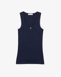 Slim Fit Pointelle Gebreide Katoenen Tanktop
