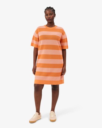 Gestreept T-shirt-Jurk van Mesh Breistof