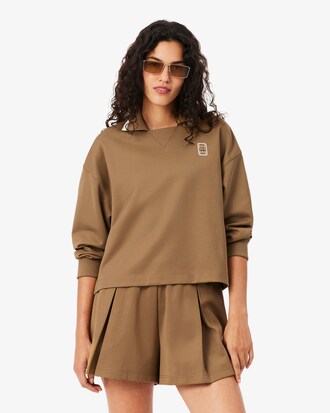 Oversized Piqu&eacute; Sweatshirt met Polokraag