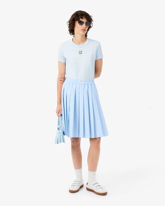 Pleated Petit Piqu&eacute; Effect Midi Skirt