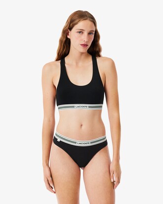 Stretch Katoenen Bralette met Contrasterende Band