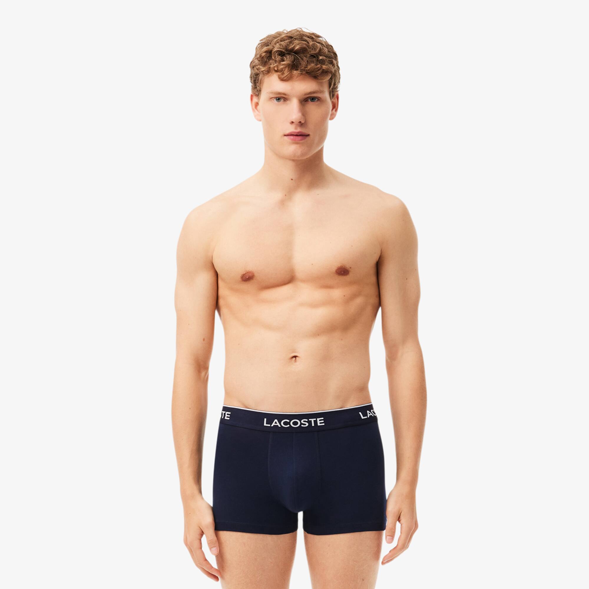 Set van 3 korte donkerblauwe boxers met contrasterende boord Casual |  LACOSTE