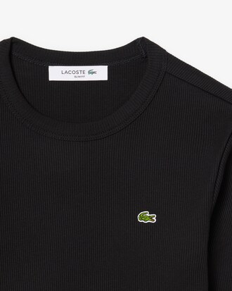 Slim Fit Geribbelde Katoenen T-shirt