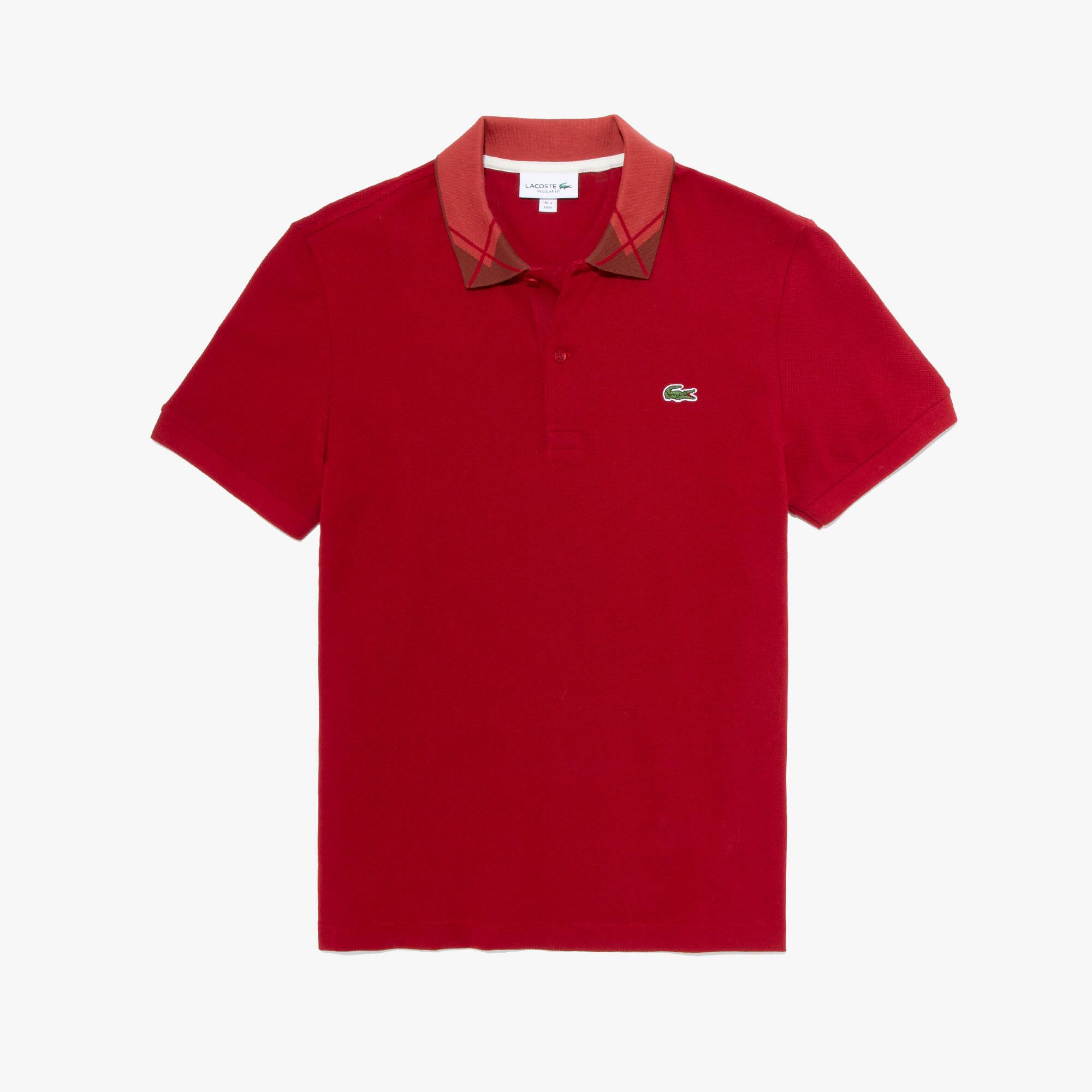 Polo Masculina Regular Fit Em Pique De Algodao Com Gola Em Jacquard Lacoste
