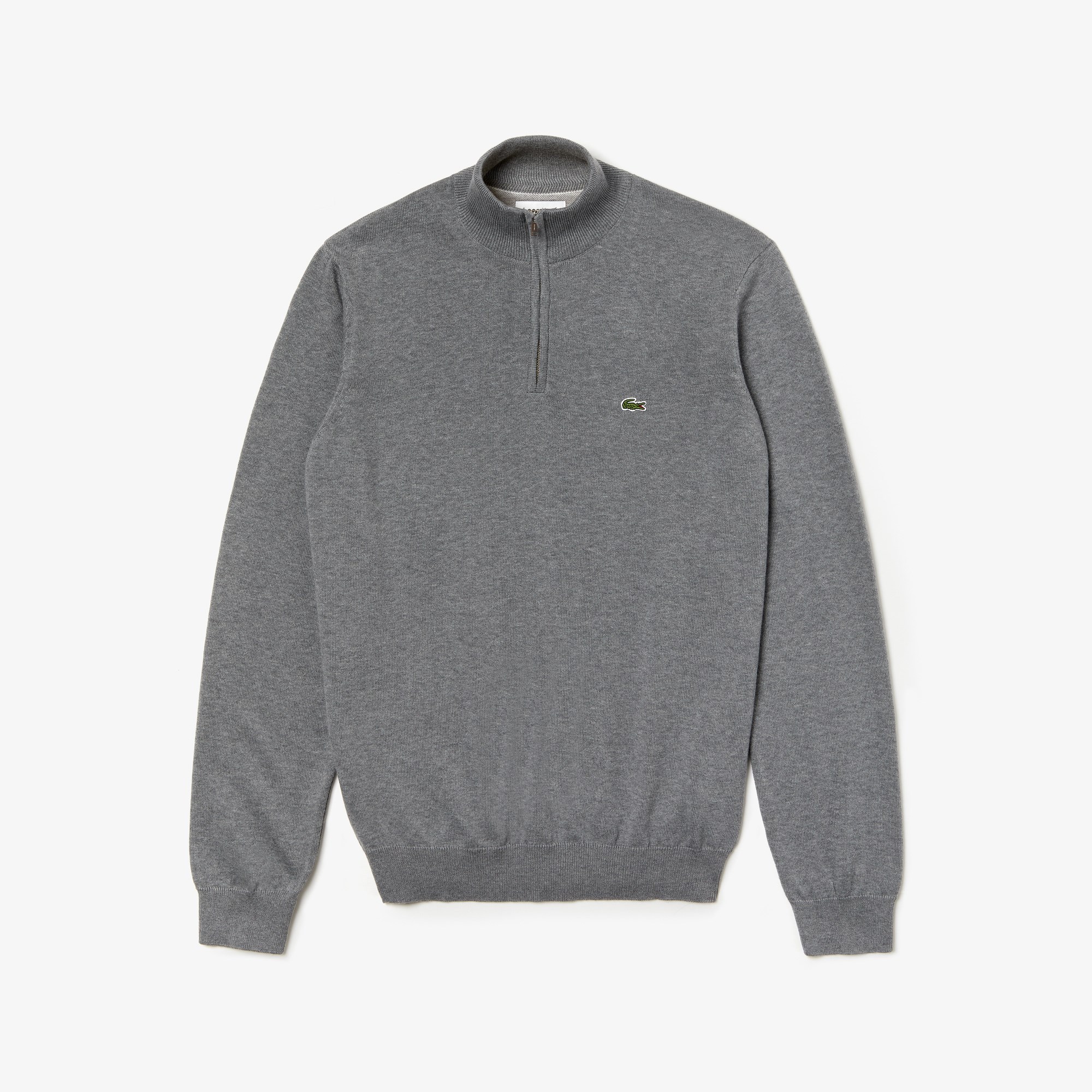 Suéter masculino em algodão com gola alta e zíper LACOSTE