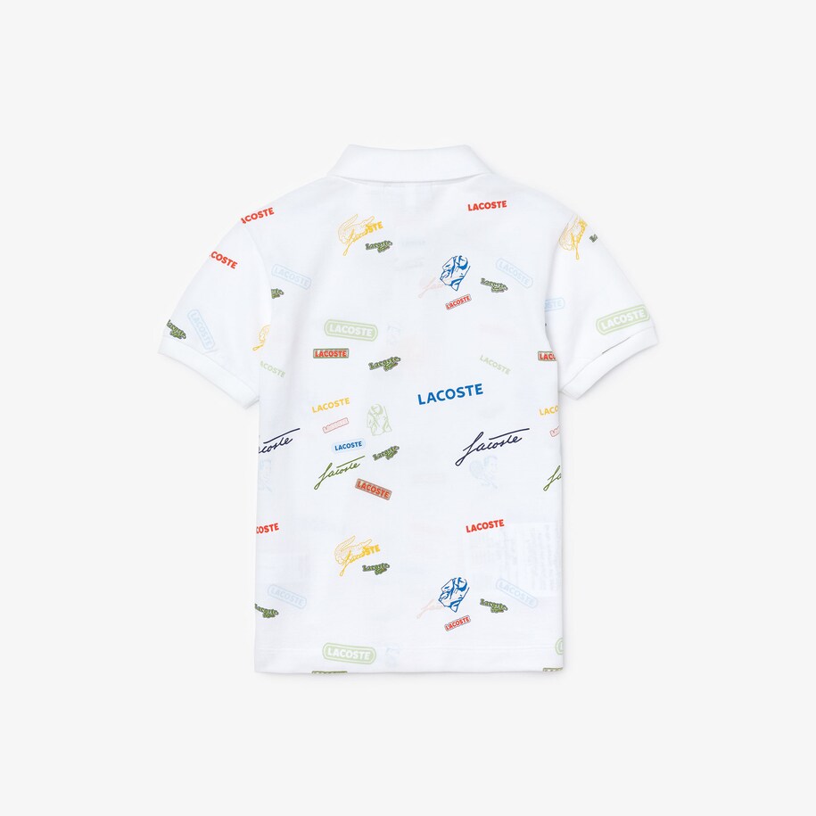 Polo infantil Lacoste em piqué de algodão com miniestampas ...