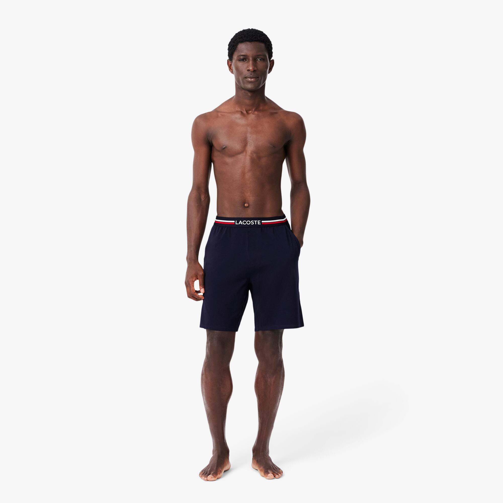 Bermuda de pijama em jérsei com cós em três tons | LACOSTE