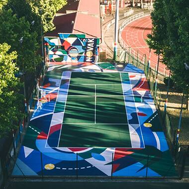 Terrain de tennis réhabilité Etendart Lacoste